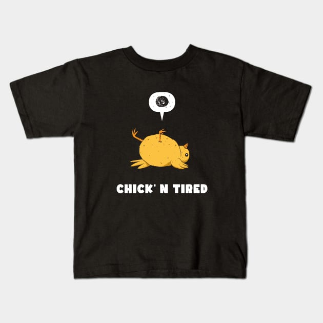 Tired Baby Chicken Kids T-Shirt by popcornpunk